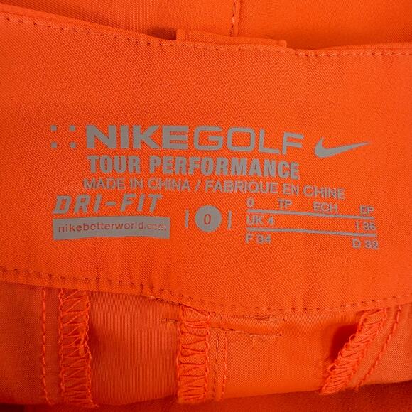 Nike Golf Shorts Women's Size 0 Orange Tour Performance Dri Fit Athleisure Sport - Picture 5 of 12